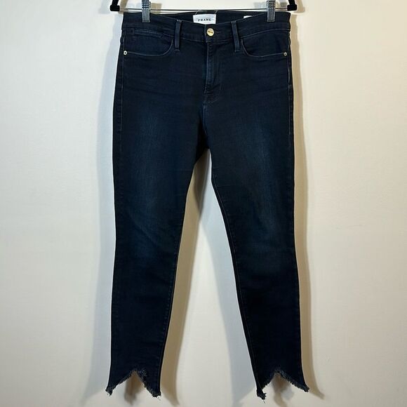 Frame Le High Skinny Double Triangle Raw Hem Jeans in Keen Women Size 29 - Picture 1 of 8